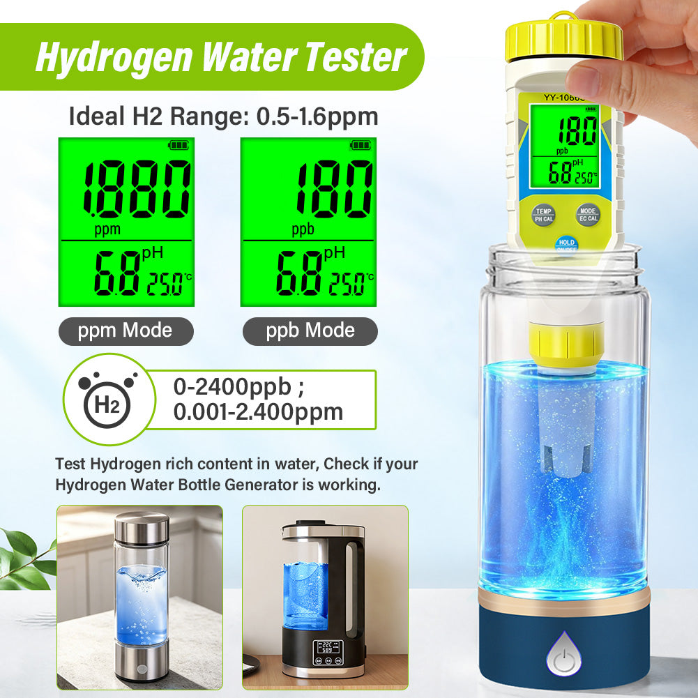 7in1 Water Quality Tester Pen pH H2 ORP TDS EC Salinity Temperature Meter for Aquarium Pool Drinking Water Yieryi