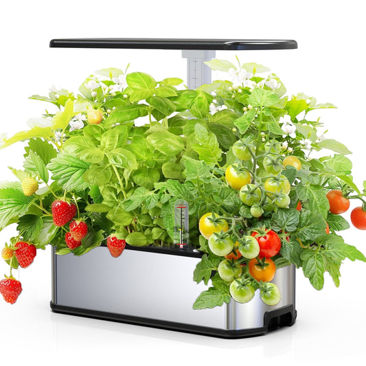 White 12 Pod Smart Hydroponics Garden with LED Grow Light Yieryi