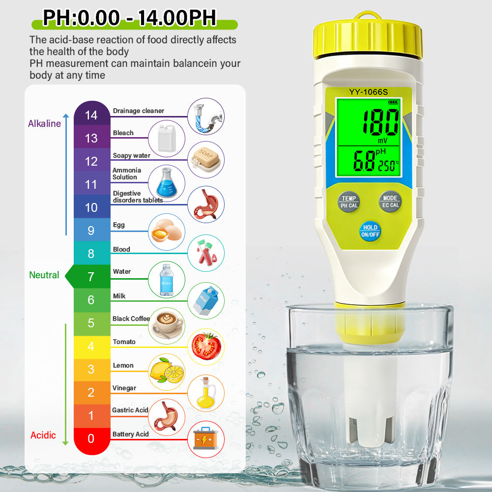 7in1 Water Quality Tester Pen pH H2 ORP TDS EC Salinity Temperature Meter for Aquarium Pool Drinking Water Yieryi