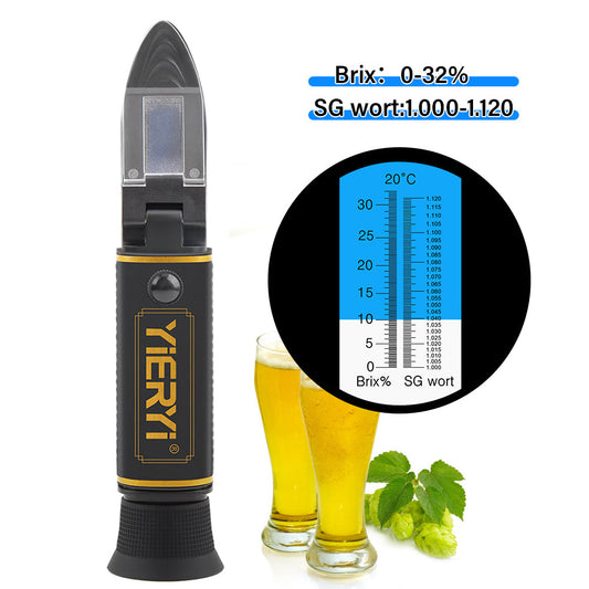 YIERYI Dual-Scale Refractometer – Brix 0–32% & SG 1.000–1.120 | For Beer Brewing, Winemaking, Fruits & Beverages Yieryi
