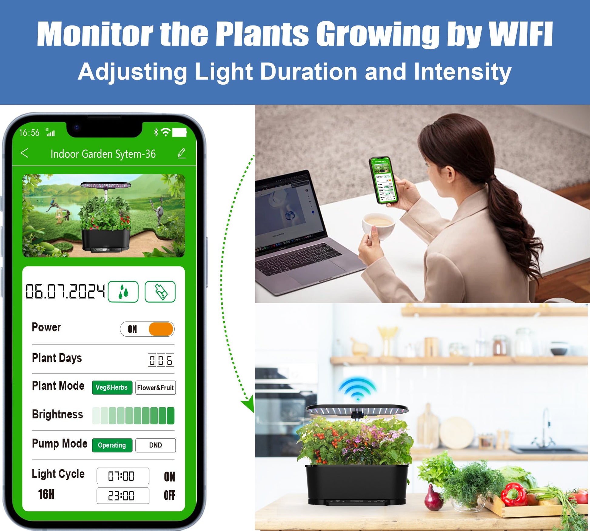 Smart Indoor Hydroponics Growing System – 15 Pods, WiFi & LED Control Yieryi