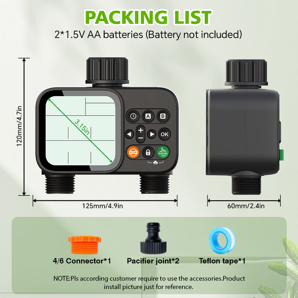 Digital Water Timer for Garden Hose, Automatic Irrigation Timer with Auto & Manual Watering Mode Yieryi