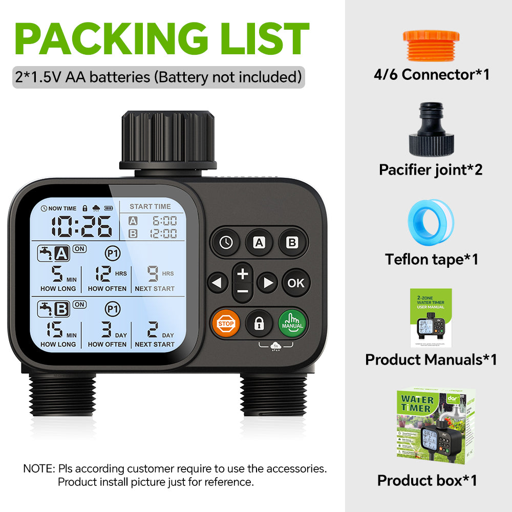 Digital Water Timer for Garden Hose, Automatic Irrigation Timer with Auto & Manual Watering Mode Yieryi