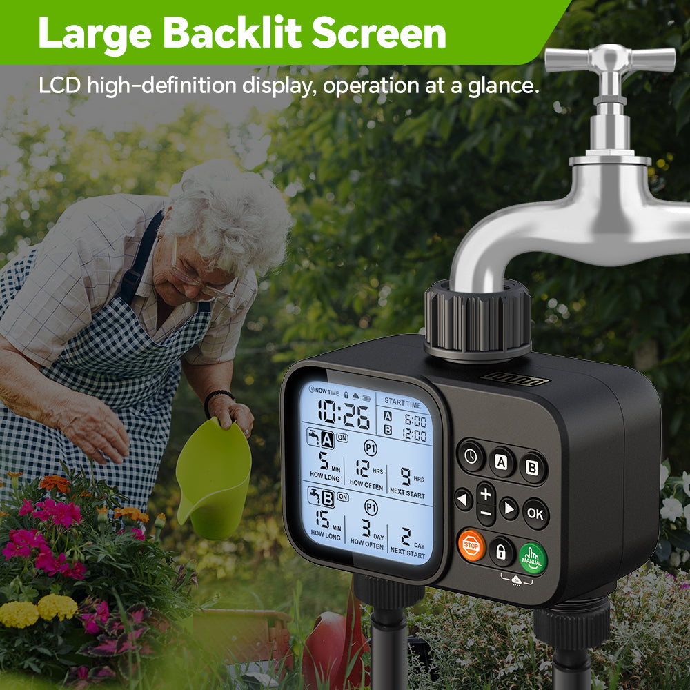 Digital Water Timer for Garden Hose, Automatic Irrigation Timer with Auto & Manual Watering Mode Yieryi