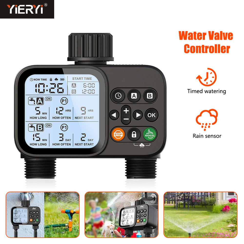 Digital Water Timer for Garden Hose, Automatic Irrigation Timer with Auto & Manual Watering Mode Yieryi