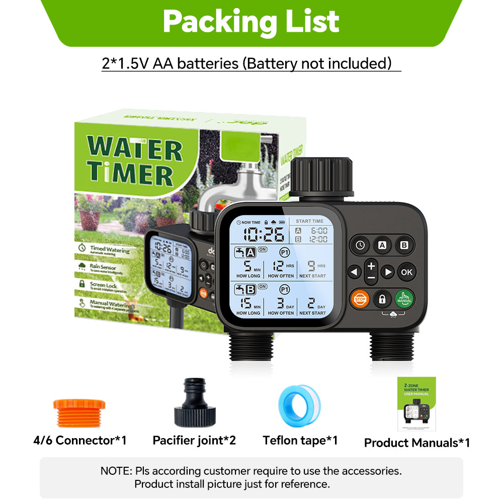 Digital Water Timer for Garden Hose, Automatic Irrigation Timer with Auto & Manual Watering Mode Yieryi