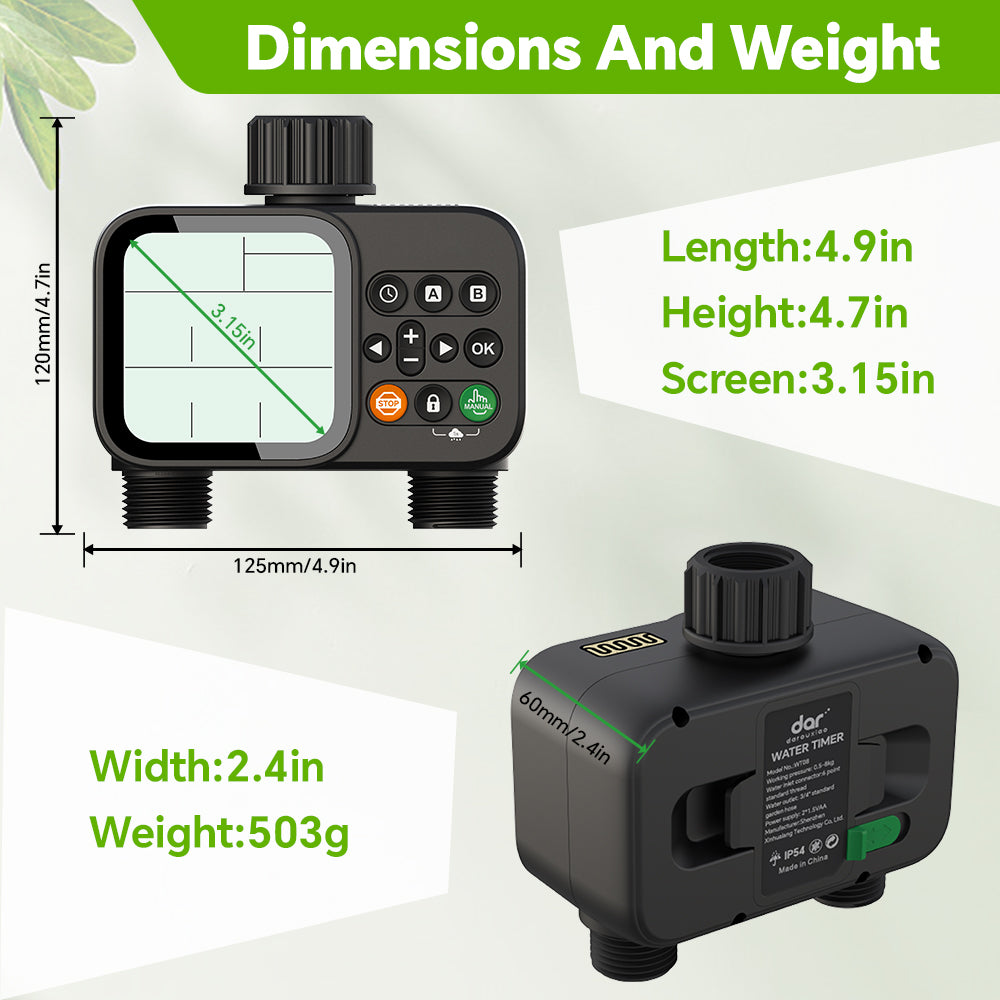 Digital Water Timer for Garden Hose, Automatic Irrigation Timer with Auto & Manual Watering Mode Yieryi