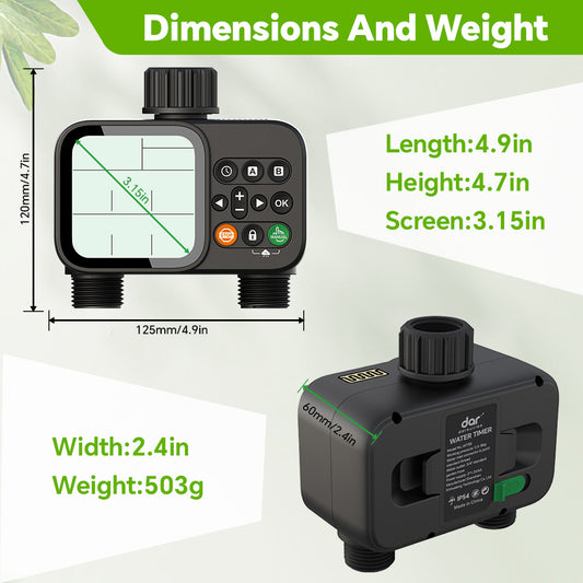 Digital Water Timer for Garden Hose, Automatic Irrigation Timer with Auto & Manual Watering Mode Yieryi