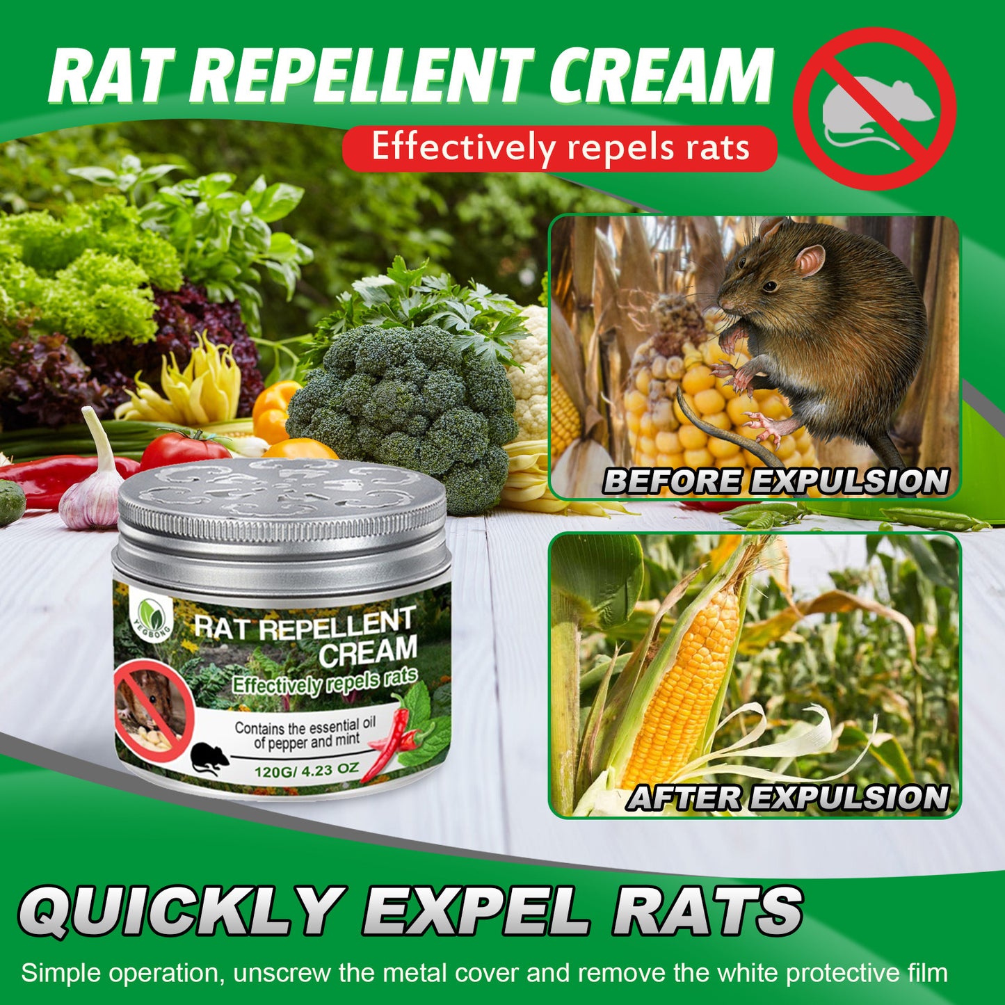 Rat Repellent Cream for Gardens and Home Use – Effective Rat Repellent for Gardens, Cars, and More | 120g