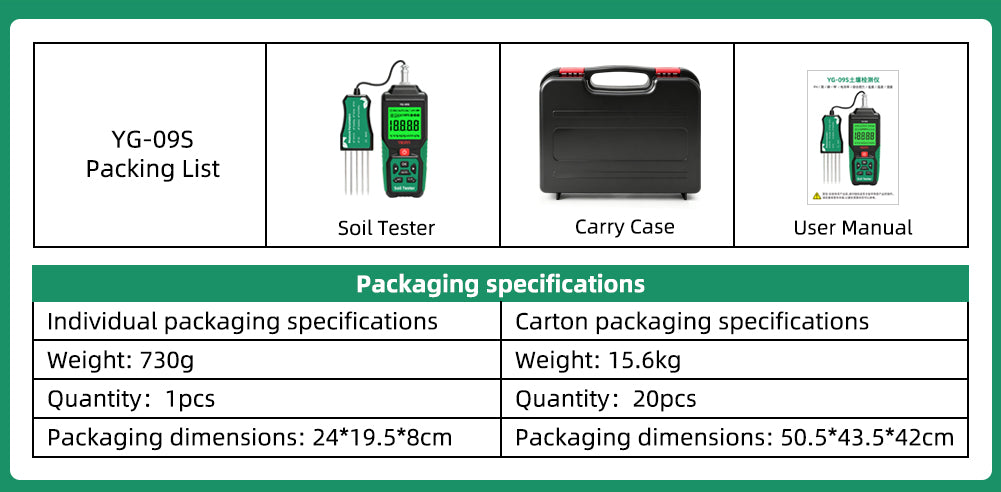 YG-09s9 9-in-1 PH/BC/salinity/fertility/nitrogen, phosphorus, potassium/temperature/humidity handheld soil tester can store and view 12 sets of records Yieryi