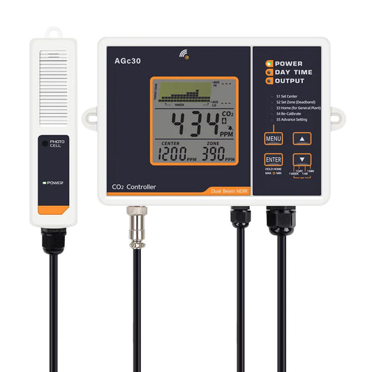 AGc30 CO2 Monitor Dual NDIR Sensor 0-5000ppm Auto Mode Day/Night for Greenhouse & Lab