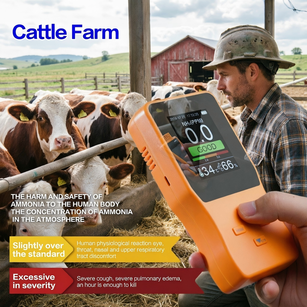 Professional Handheld 5-in-1 NH₃ Gas Analyzer Ammonia Gas Detector Monitoring for Industrial Safety Yieryi