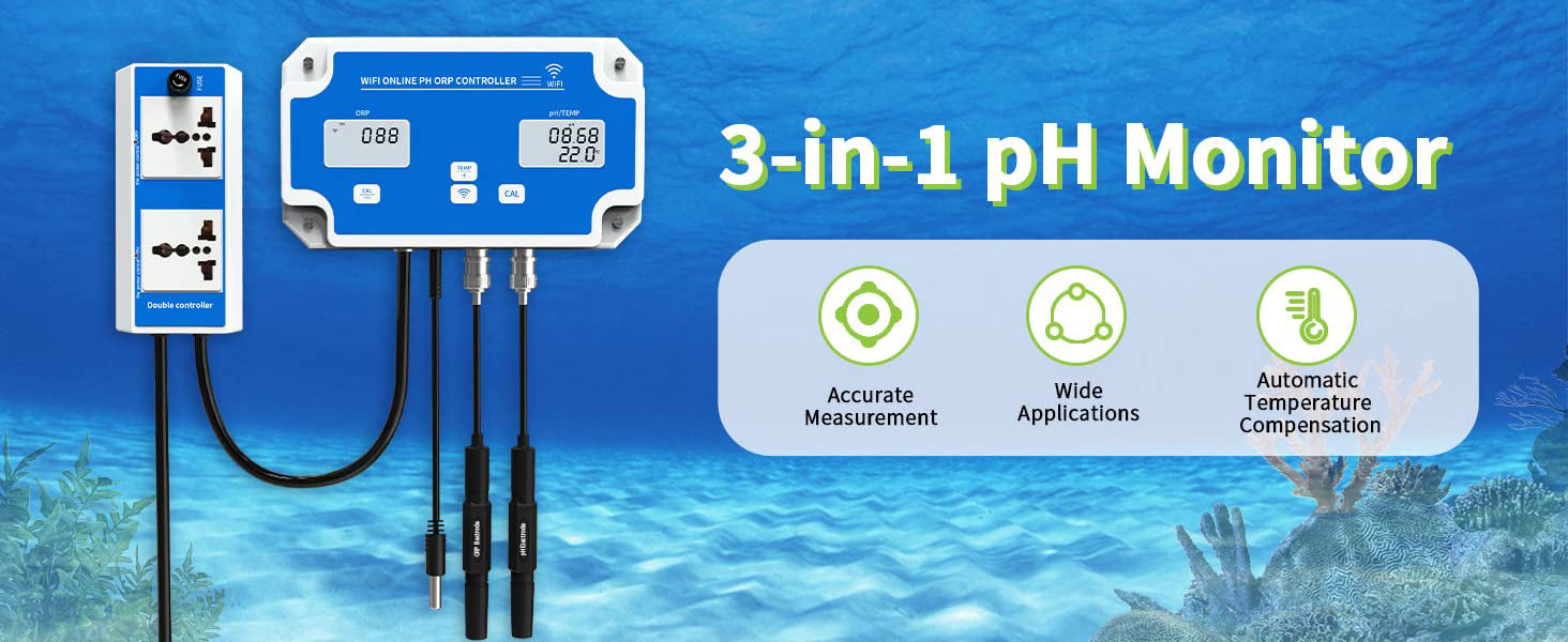 Asupermall - Tuya WiFi 7in1 testeur de qualité de l'eau multi-paramètres  analyseur d'eau affichage numérique PH/ORP/EC/PPM/CF/humidité/température