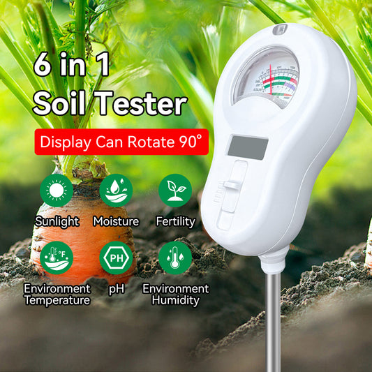 6-in-1 Digital Sunlight / Moisture / Fertility / ph /Humidity Soil Tester — All-in-One Gardening Analyzer Yieryi