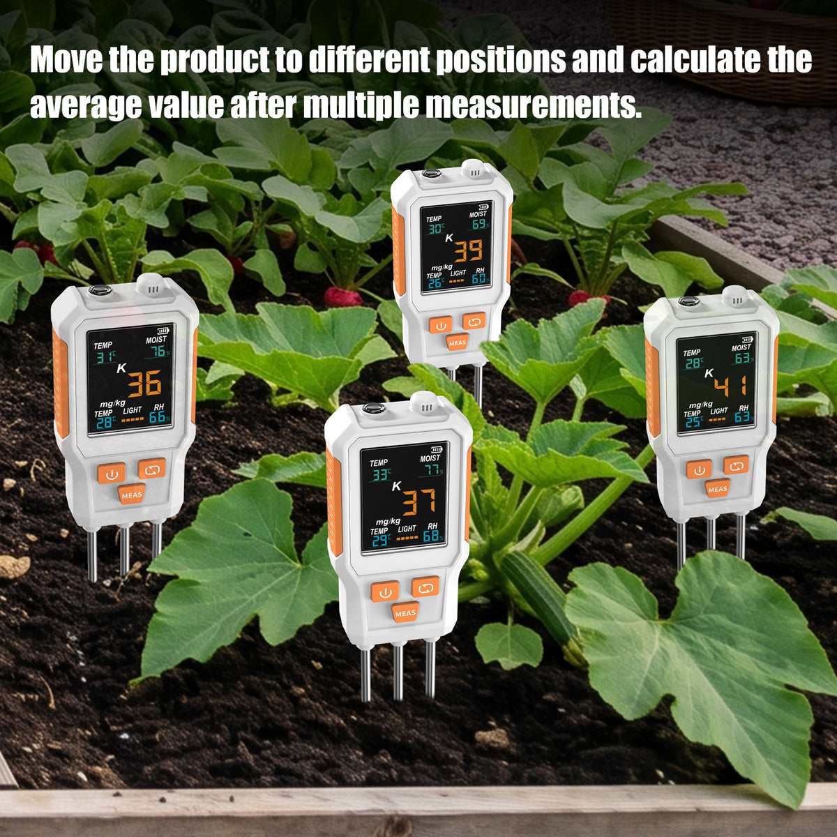 10‑in‑1 Digital Soil Tester, Color‑Screen Soil PH/EC/Fertility/N/P/K, Soil Temperature, Moisture, Light, Air Humidity & Temperature Multiparameter Soil Detector Yieryi