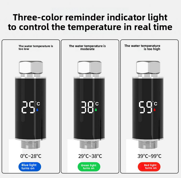 Real-Time LED Water Temperature Meter Battery-Free 3-Color Safety Remi ...