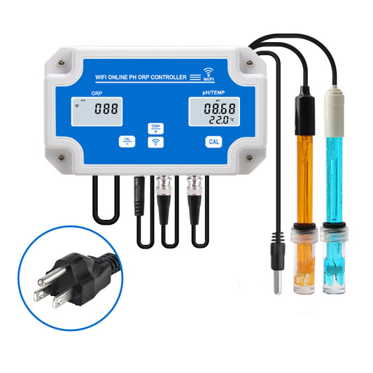 YIERYI WiFi pH Monitor, 3 in 1 pH ORP Temperature Controller Monitor, Water Quality Monitoring Tester Kit