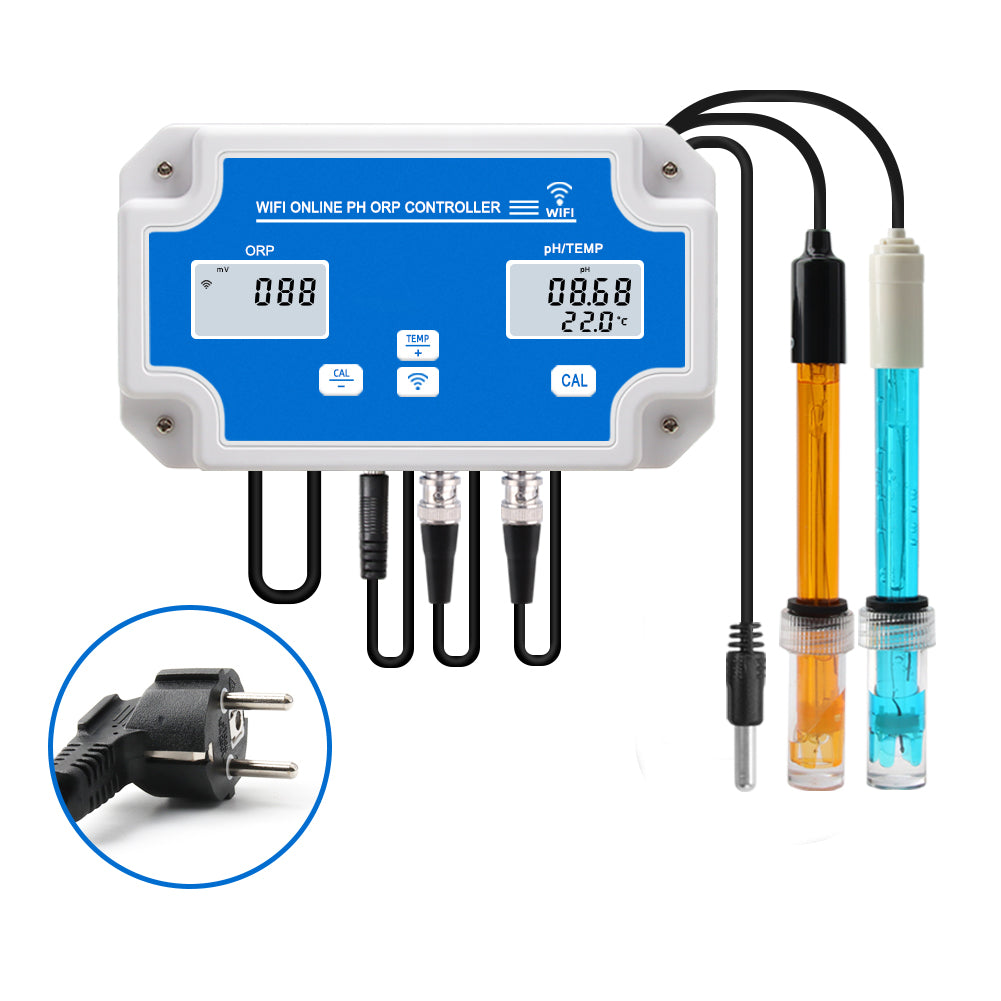 YIERYI WiFi pH Monitor 3 in 1 pH ORP Temperature Controller Monitor Water Quality Monitoring Tester Kit