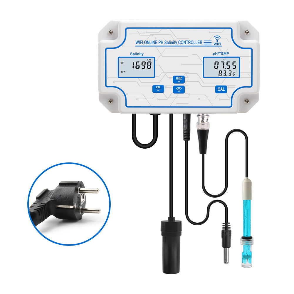 YIERYI Smart pH Meter, Seawater Salinity Tester, pH/Salt/Temp Tester for Fish Tank Aquariums Aquaculture